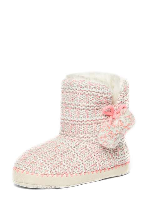 Pink Neon Knitted Bootie slippers